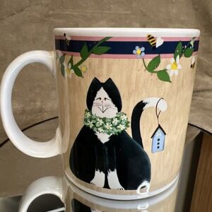 Sakura Garden Cats Fiddlestix‎ Coffee Mug Tuxedo
